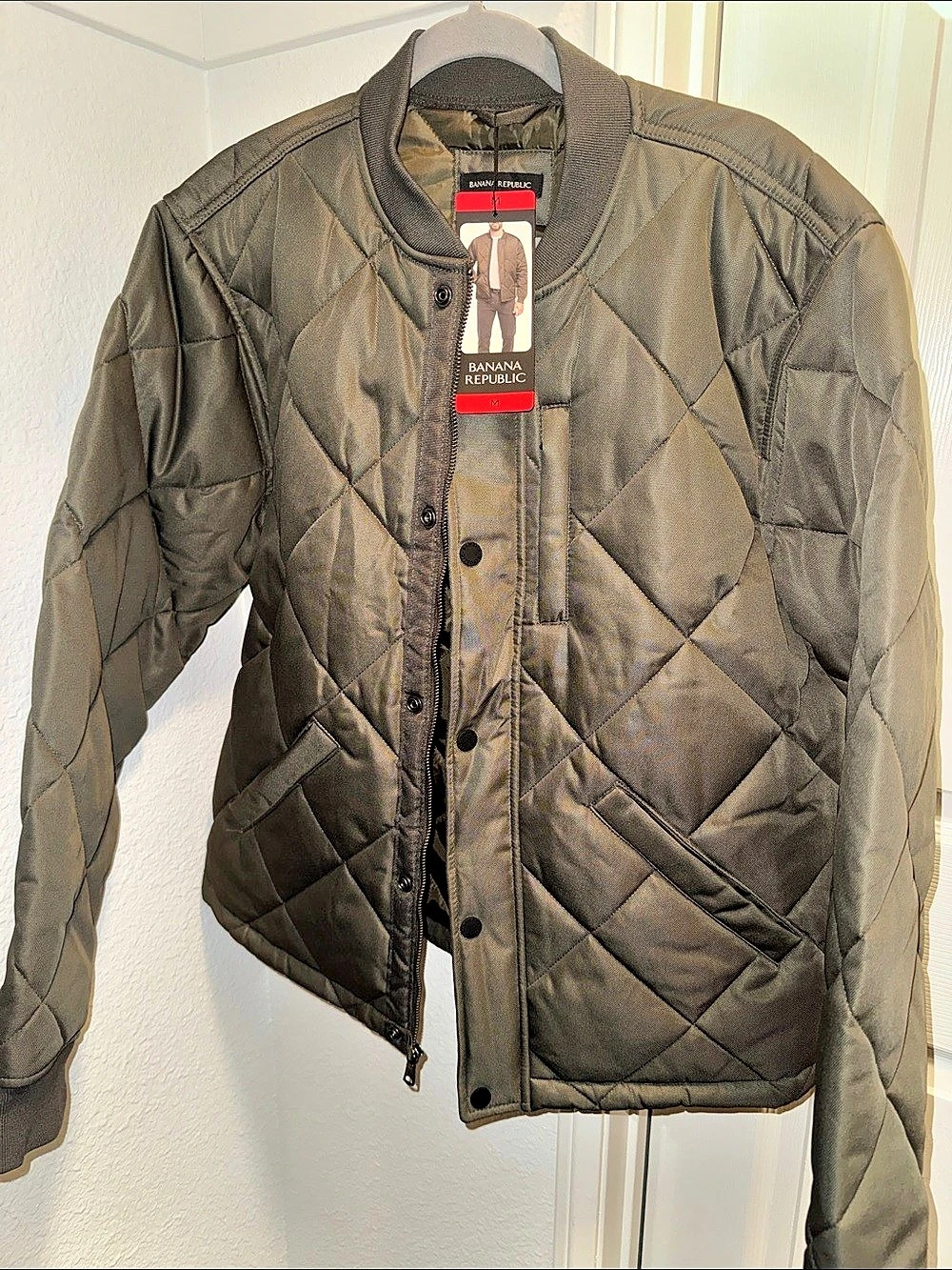 Banana Republic Quilted Puffer Jacket in Olive Green NWT